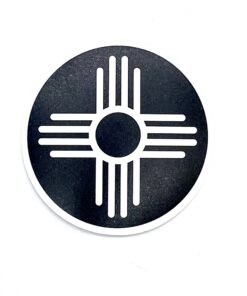 Zia White on Black Circle- Sticker