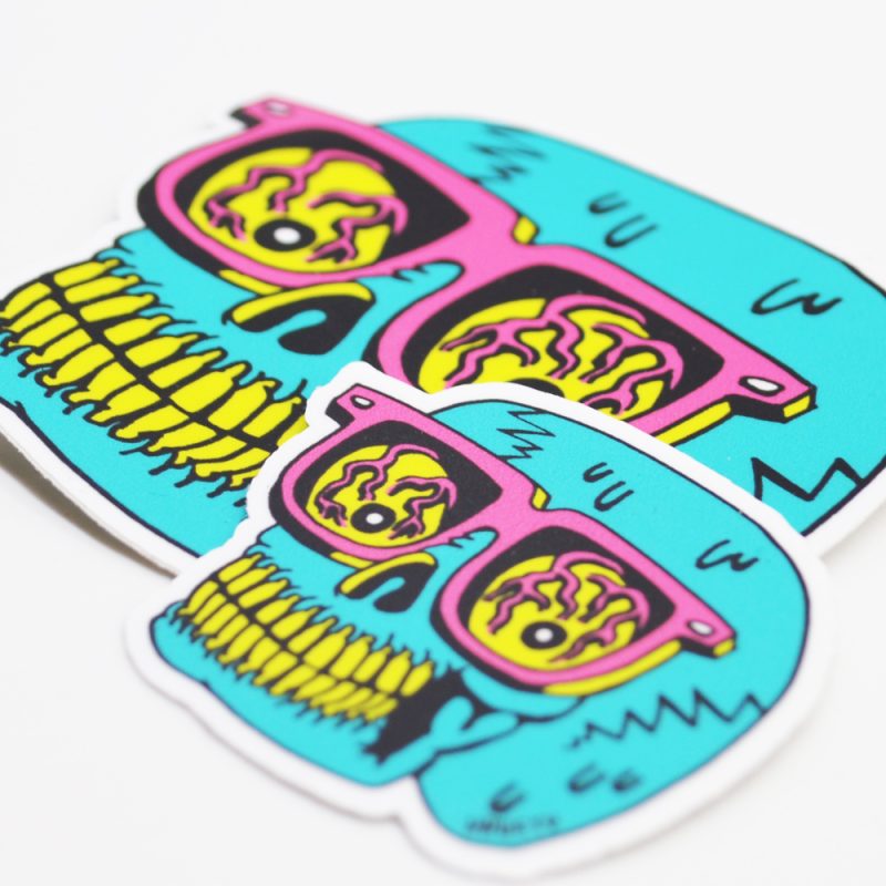 Skull Glasses Sticker Metal the Brand
